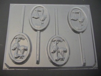 4150 Stork on Oval Baby Shower Chocolate or Hard Candy Lollipop Mold